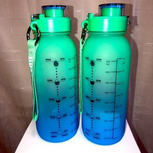 Gym Training Water Bottle Flip Top Lid Motivational Time Marker BPA Free 32Onz